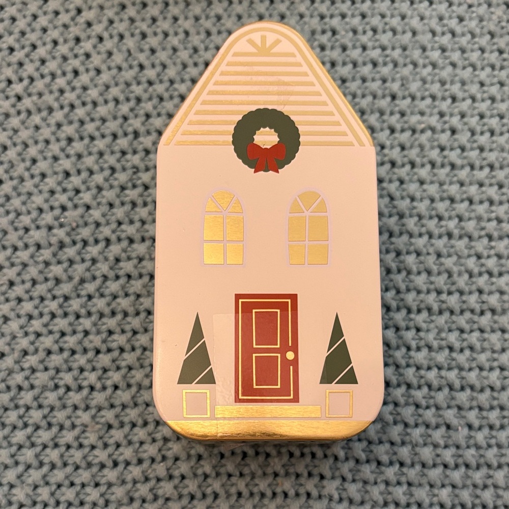 Marks & Spencer Holiday House Tin with Gold and Red Details